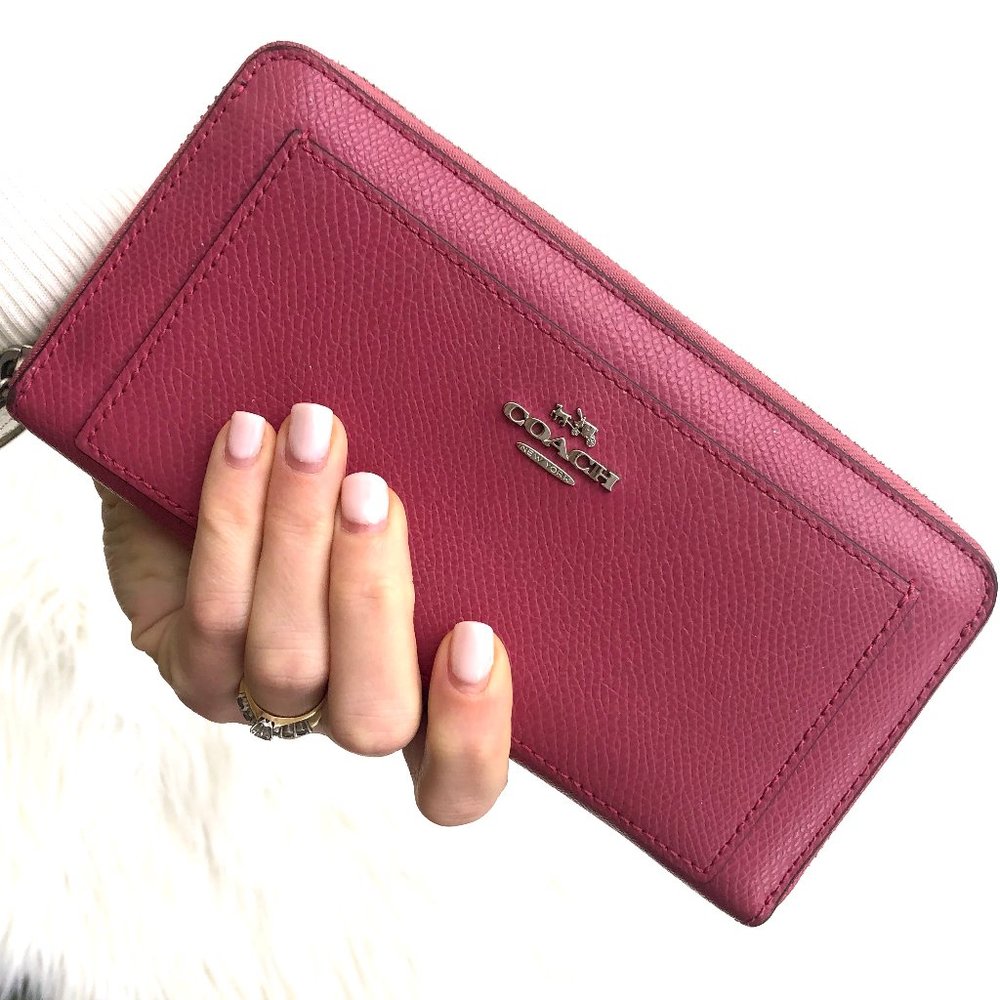 Coach Accordion Zip Wallet - Dahlia Pink Leather